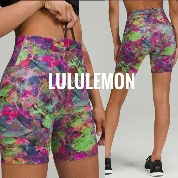 BNWOT Lululemon Women’s Wunder Train High Rise Short 6" size 10 in Vivid  Floral - Picture 1 of 4